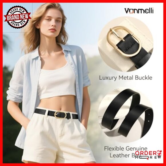 3 Pack Faux Leather Belts Gold Buckle Women\'s Dress Casual Jeans main image 5